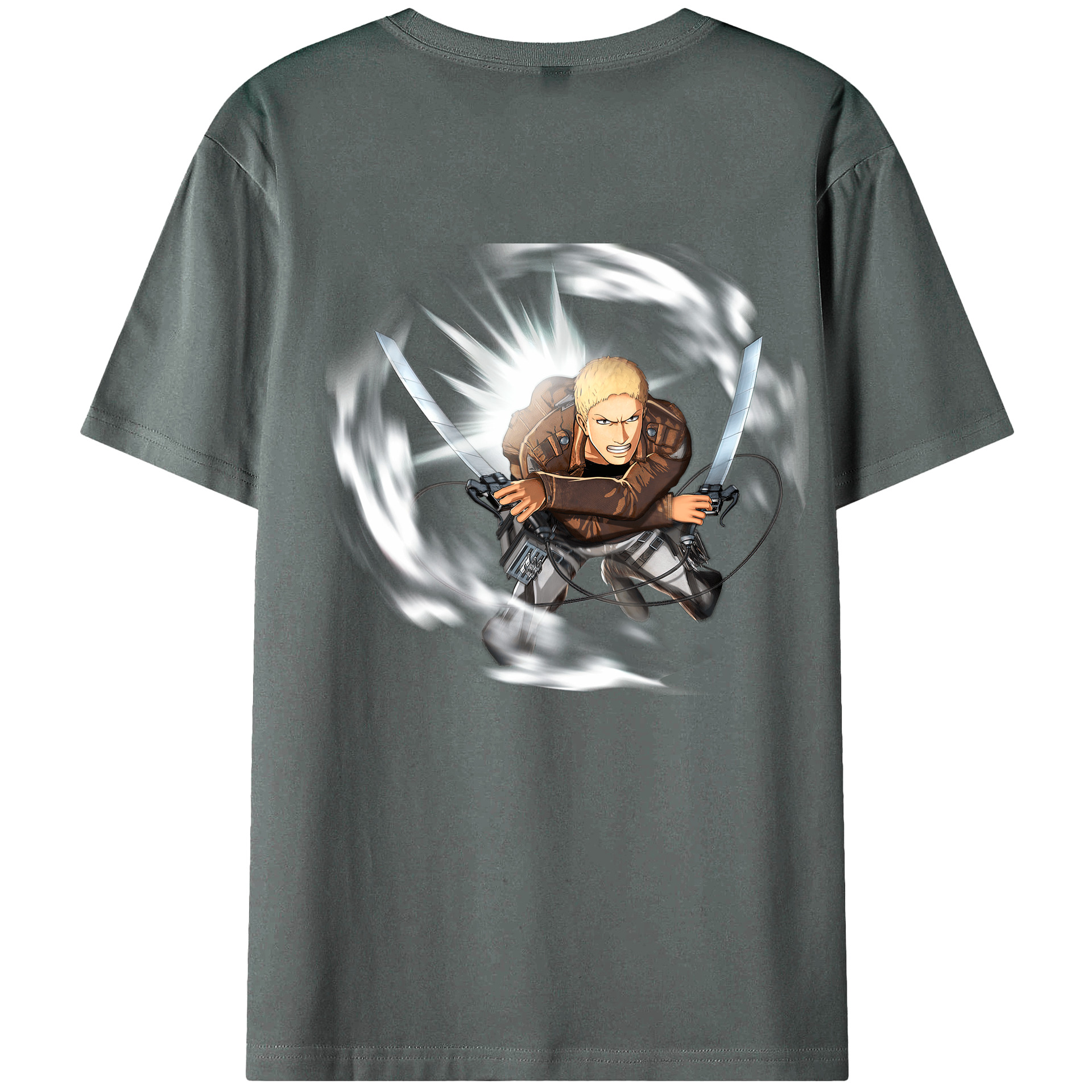 （画像用） 進撃の巨人 ライナー・ブラウン Attack on Titan Reiner Braun 綿100％ メンズ半袖Tシャツ（バックプリント） 通気性